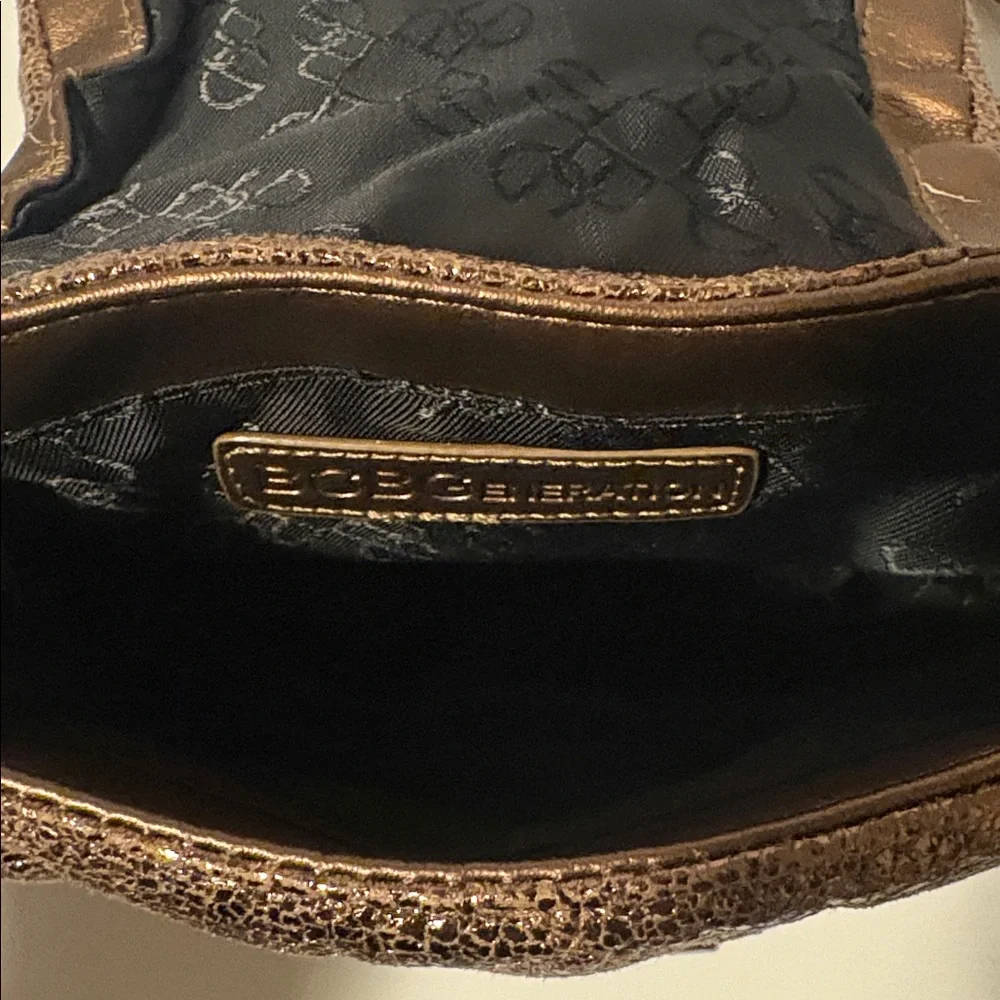 BCBGeneration Bronze Quilted Crossbody With Chain Woven Strap